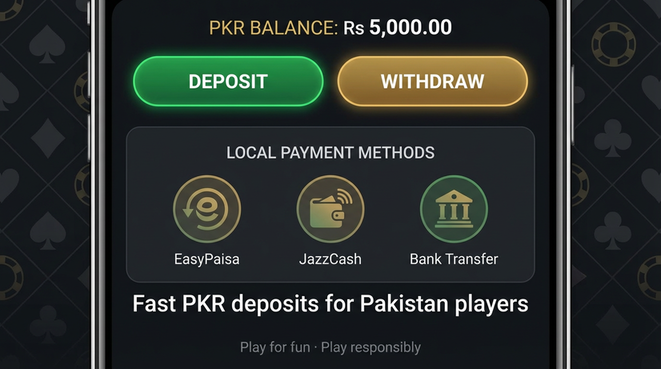 Deposit and withdrawal screen with PKR methods - NGO partnership collaboration